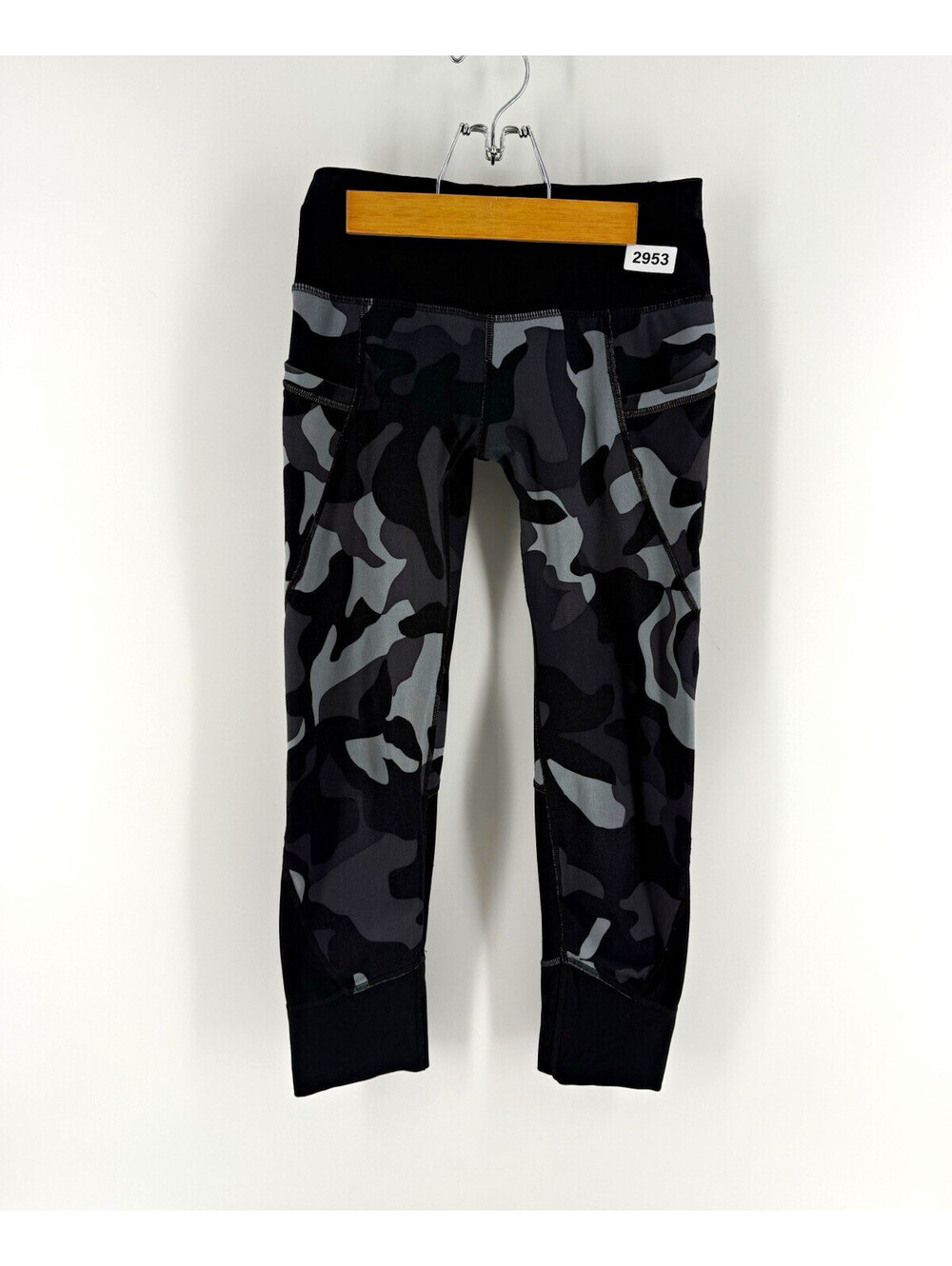 Athleta Black/Gray Camo Ankle Leggings Pockets Stretch Yoga Women's XS